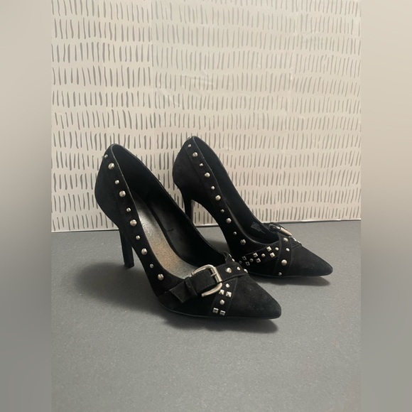 BCBGeneration Shoes - BCBG Generation - Black Suede Studded Leather Stiletto Women’s Heels Size 7.5